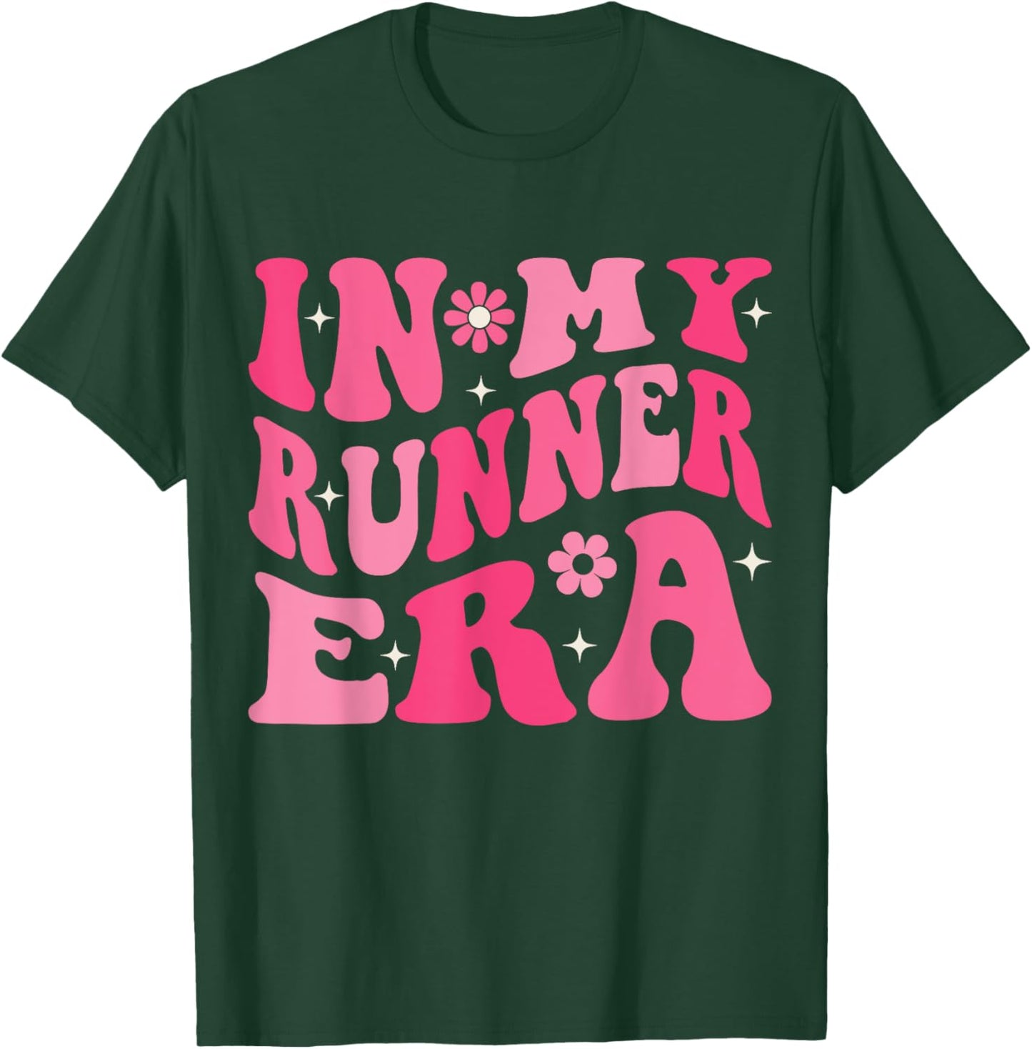 In My Runner Era Funny Running Marathon Groovy Running Mom T-Shirt - T-Shirt | Forest
