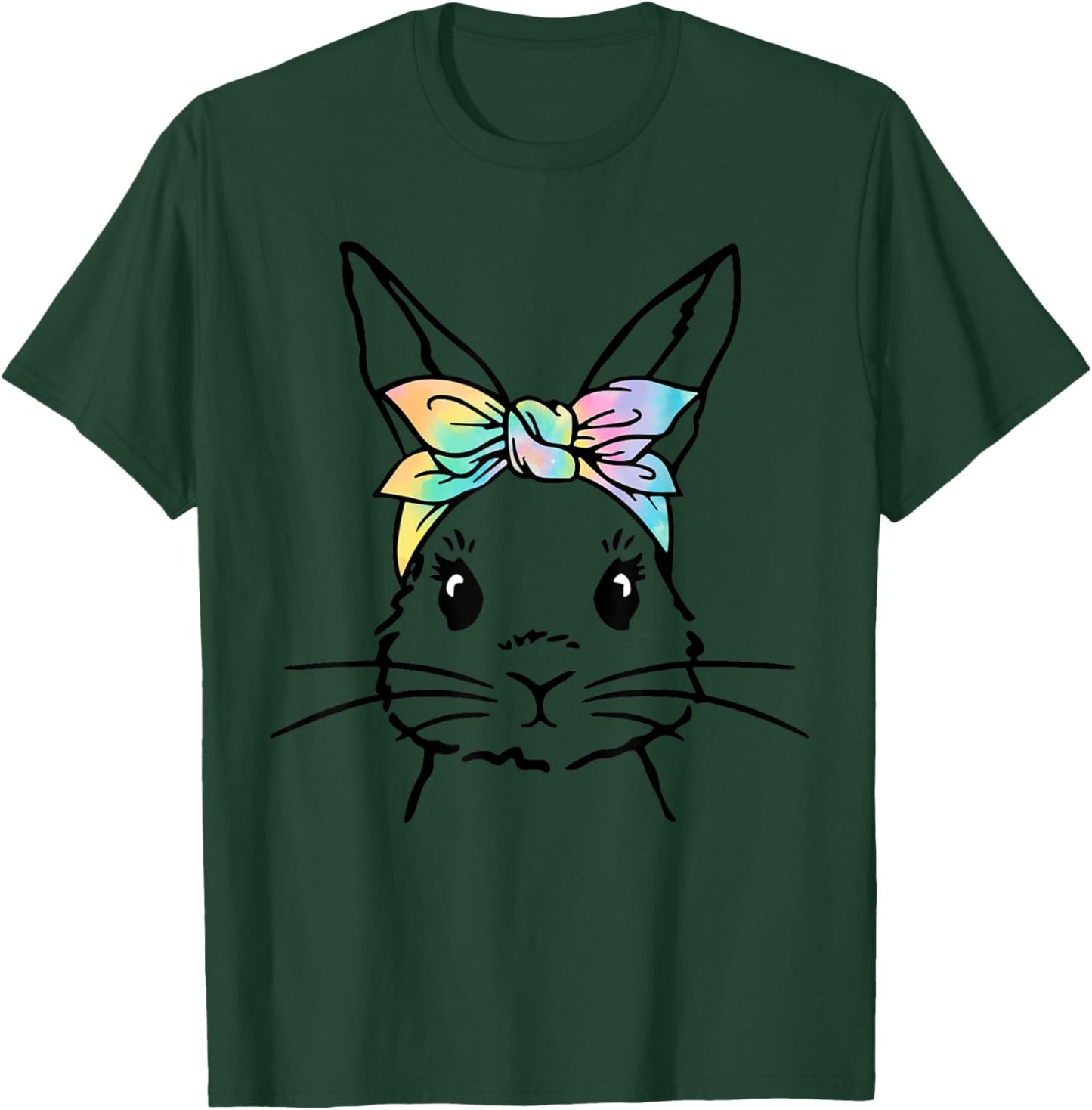 Cute Bunny Face Tie Dye Rabbit Easter Day Women Girls Kids T-Shirt - T-Shirt | Forest