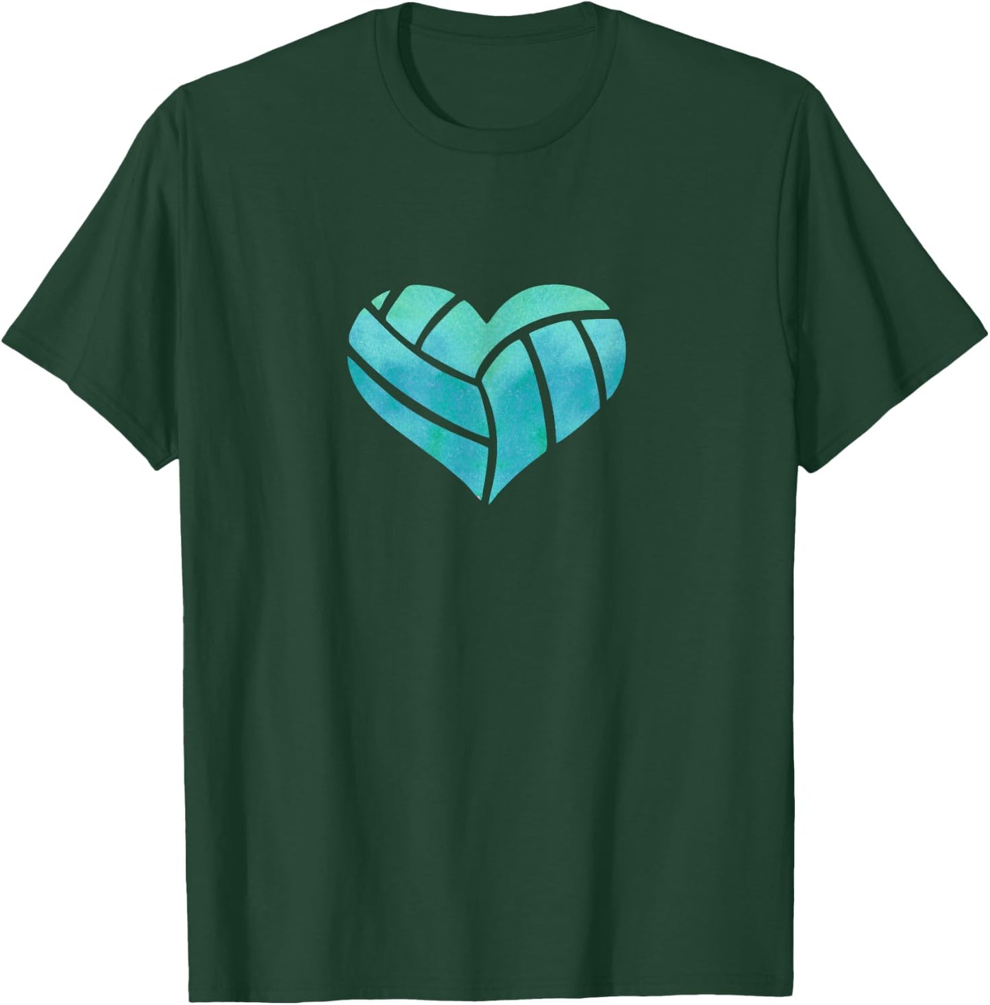 Volleyball Heart Teal Watercolor Gift a Girl T-Shirt - T-Shirt | Forest