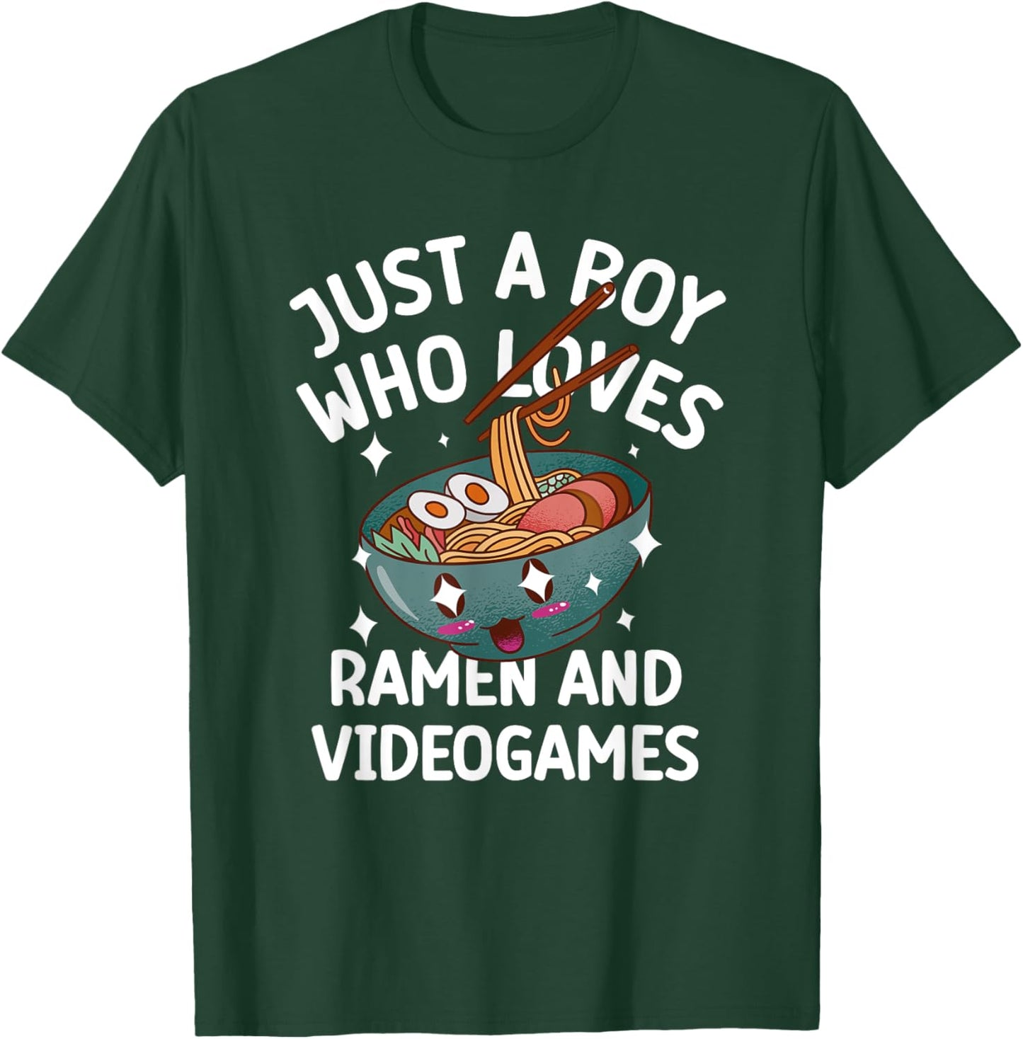 Just a boy who Loves Ramen & Video Games Funny T-Shirt - T-Shirt | Forest