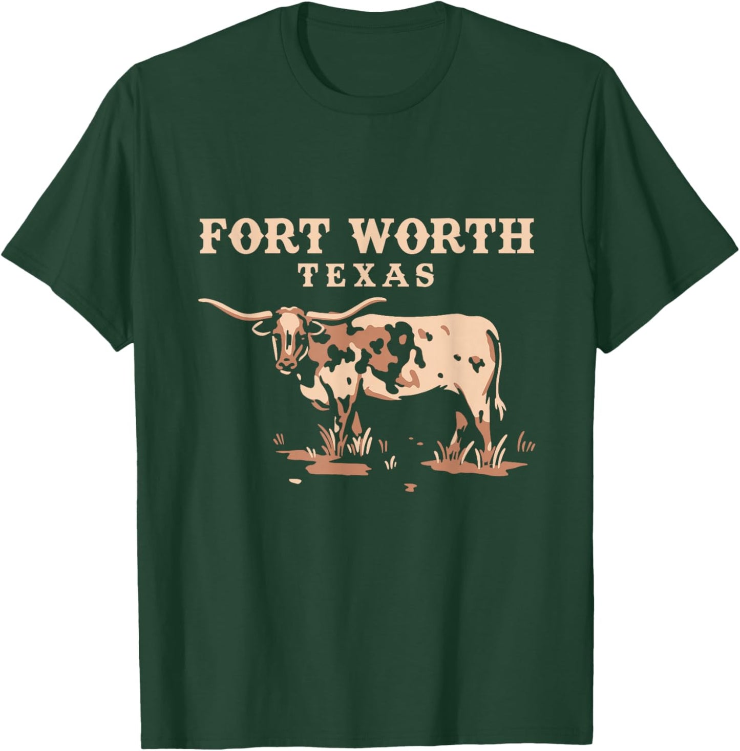 Vintage Bull Graphic Fort Worth Texas Souvenir T-Shirt - T-Shirt | Forest