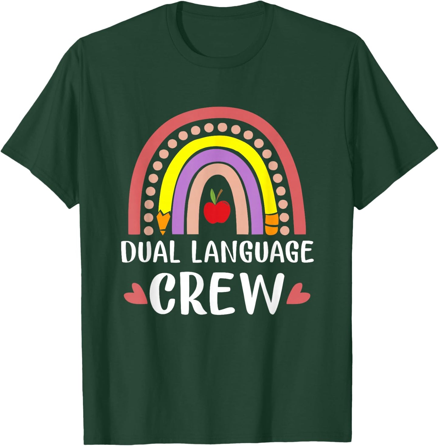Dual Language Crew Rainbow Boho Bilingual Teacher T-Shirt - T-Shirt | Forest