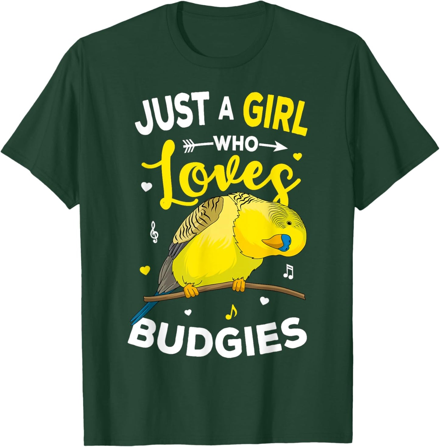 Just A Girl Who Loves Budgies Parakeet Budgerigar Girls Gift T-Shirt - T-Shirt | Forest