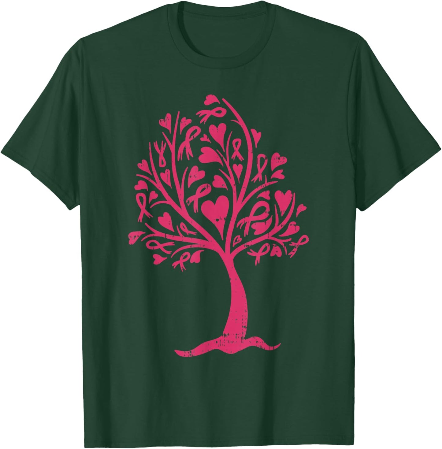 Breast Cancer Awareness Shirt Pink Ribbon Tree Support Gift T-Shirt - T-Shirt | Forest