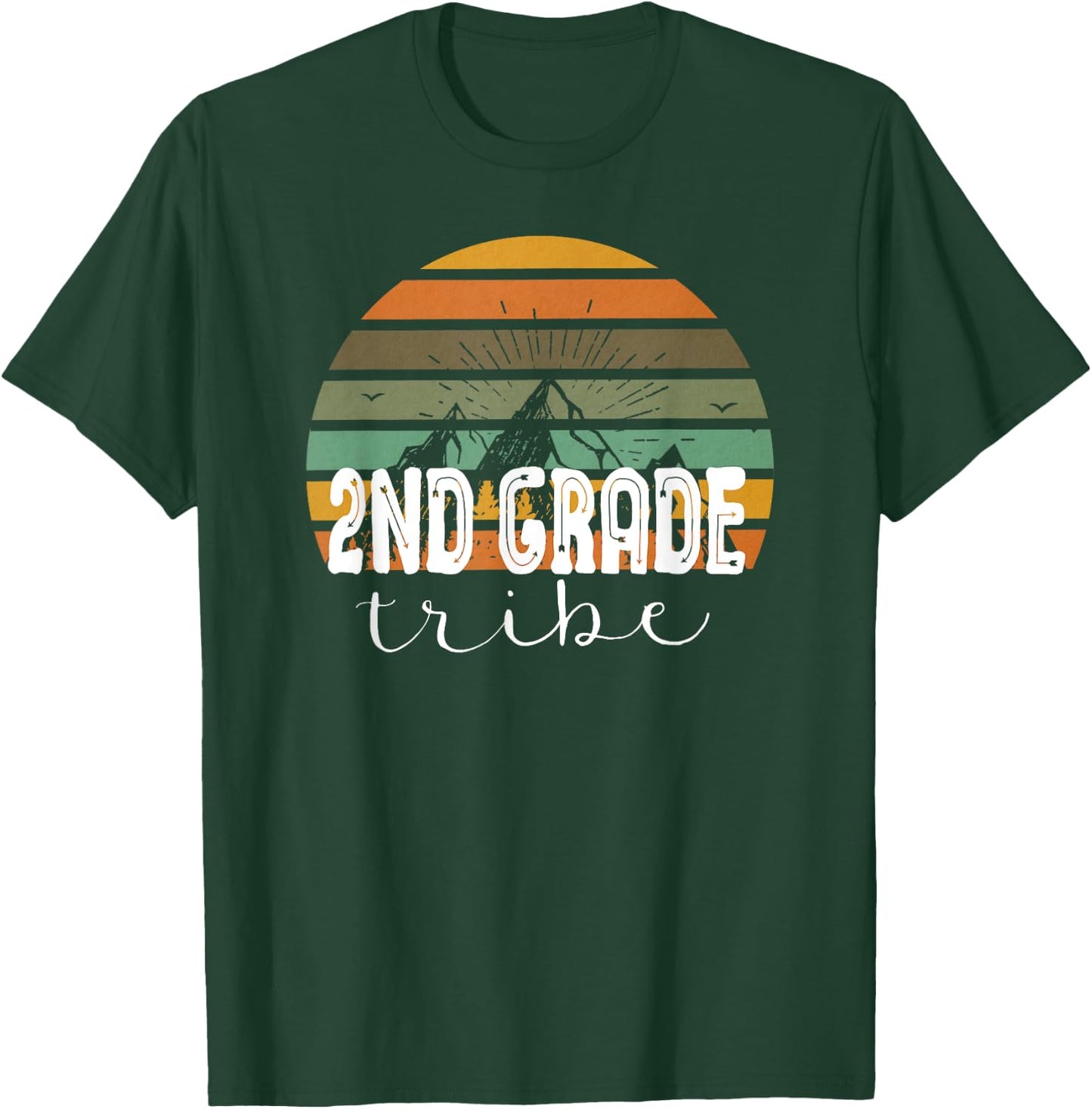 Second Grade Tribe Teacher Student Team 2nd Grade Retro T-Shirt - T-Shirt | Forest