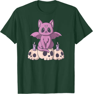Pastel Goth Satanic Demon Cat And Skull Anime Kawaii Women T-Shirt - T-Shirt | Forest