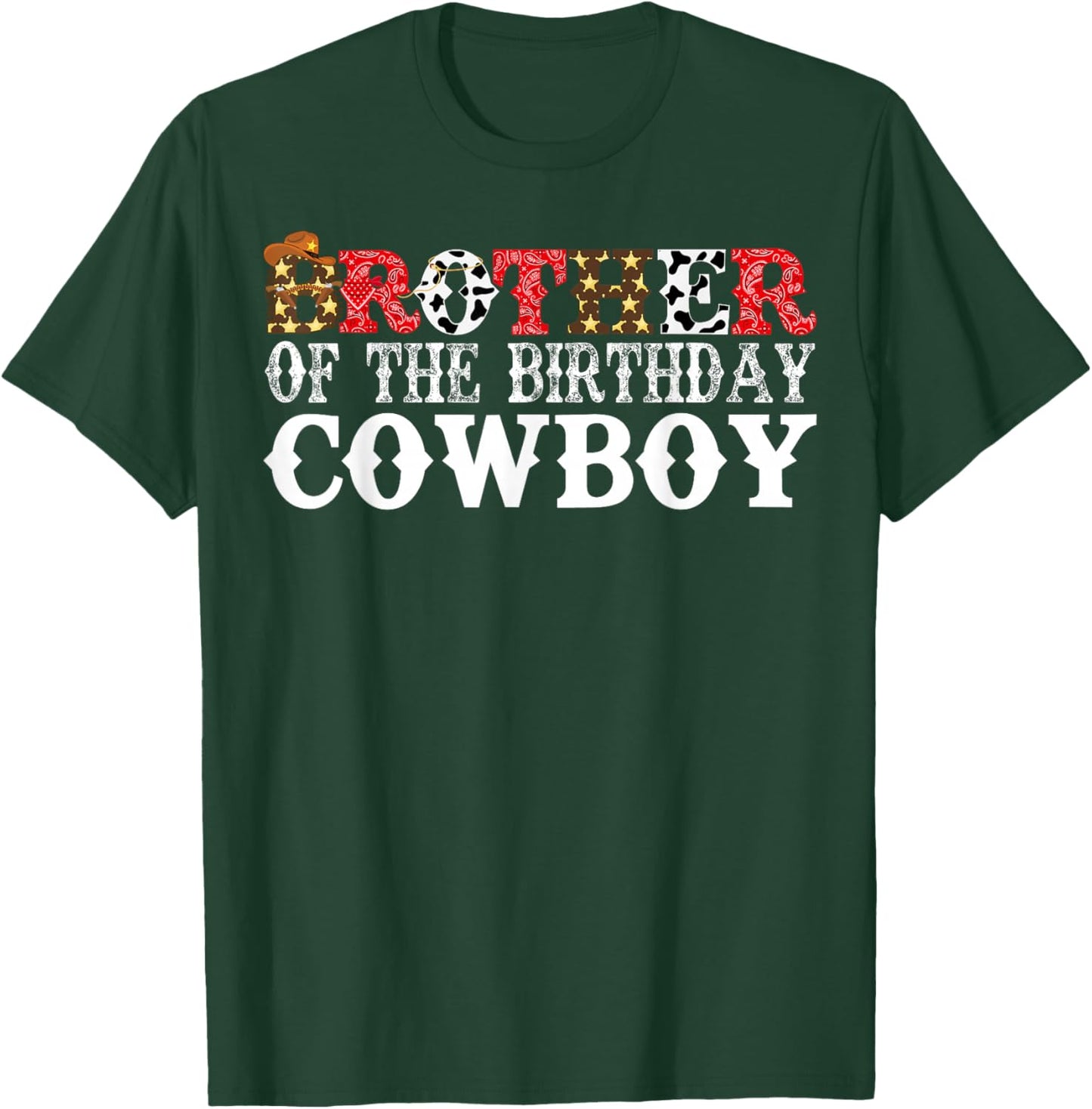 Brother 1st First Birthday Kids Cowboy Western Rodeo Party T-Shirt - T-Shirt | Forest