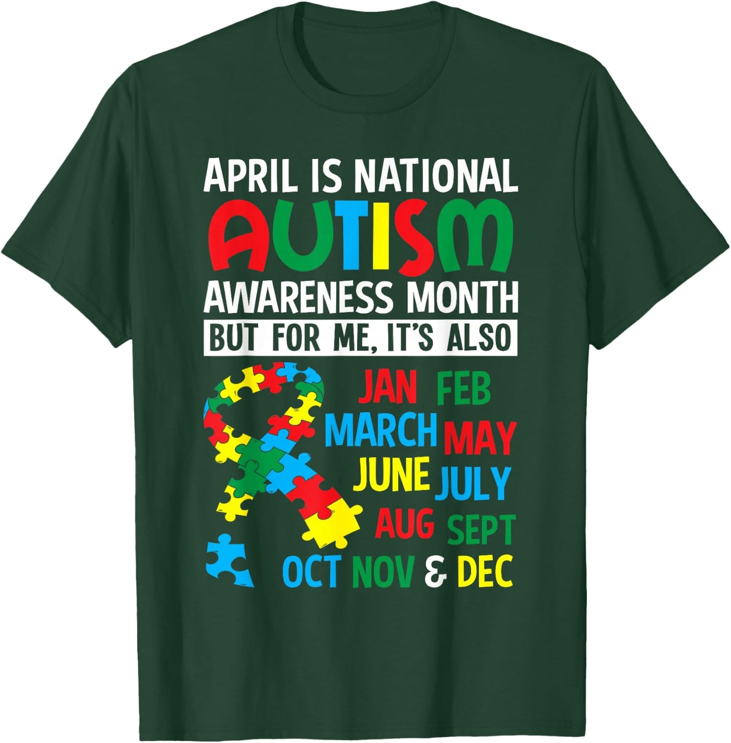 April is National Autism Awareness Month T Shirt Gift T-Shirt - T-Shirt | Forest