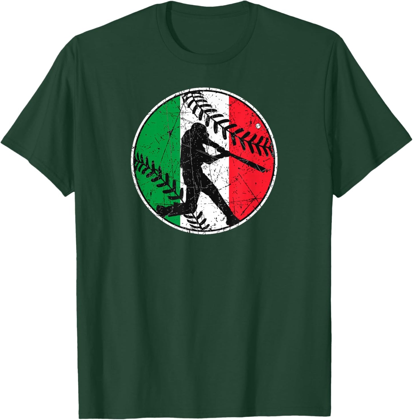 Italian Flag Baseball Hitter Italy Flag T-Shirt - T-Shirt | Forest