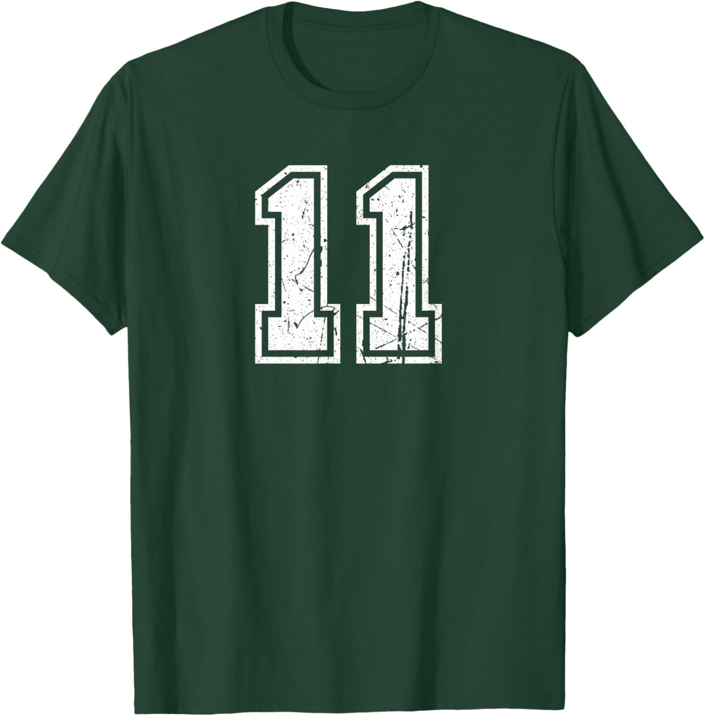 Number #11 Vintage Sports Number T-Shirt - T-Shirt | Forest