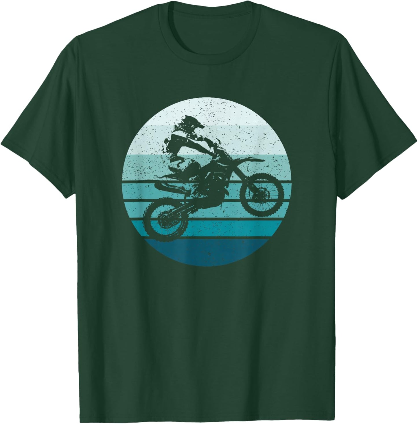 Motocross, Vintage, Dirt Bike Rider, Sunset Background T-Shirt - T-Shirt | Forest