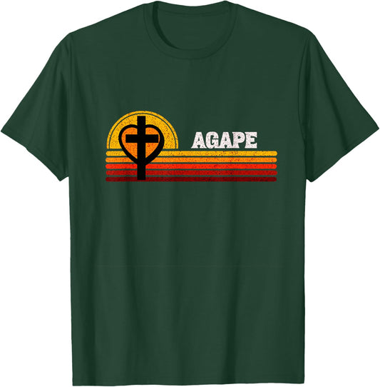 Agape God Love and Man Cross Heart Christian Faith T-Shirt - T-Shirt | Forest