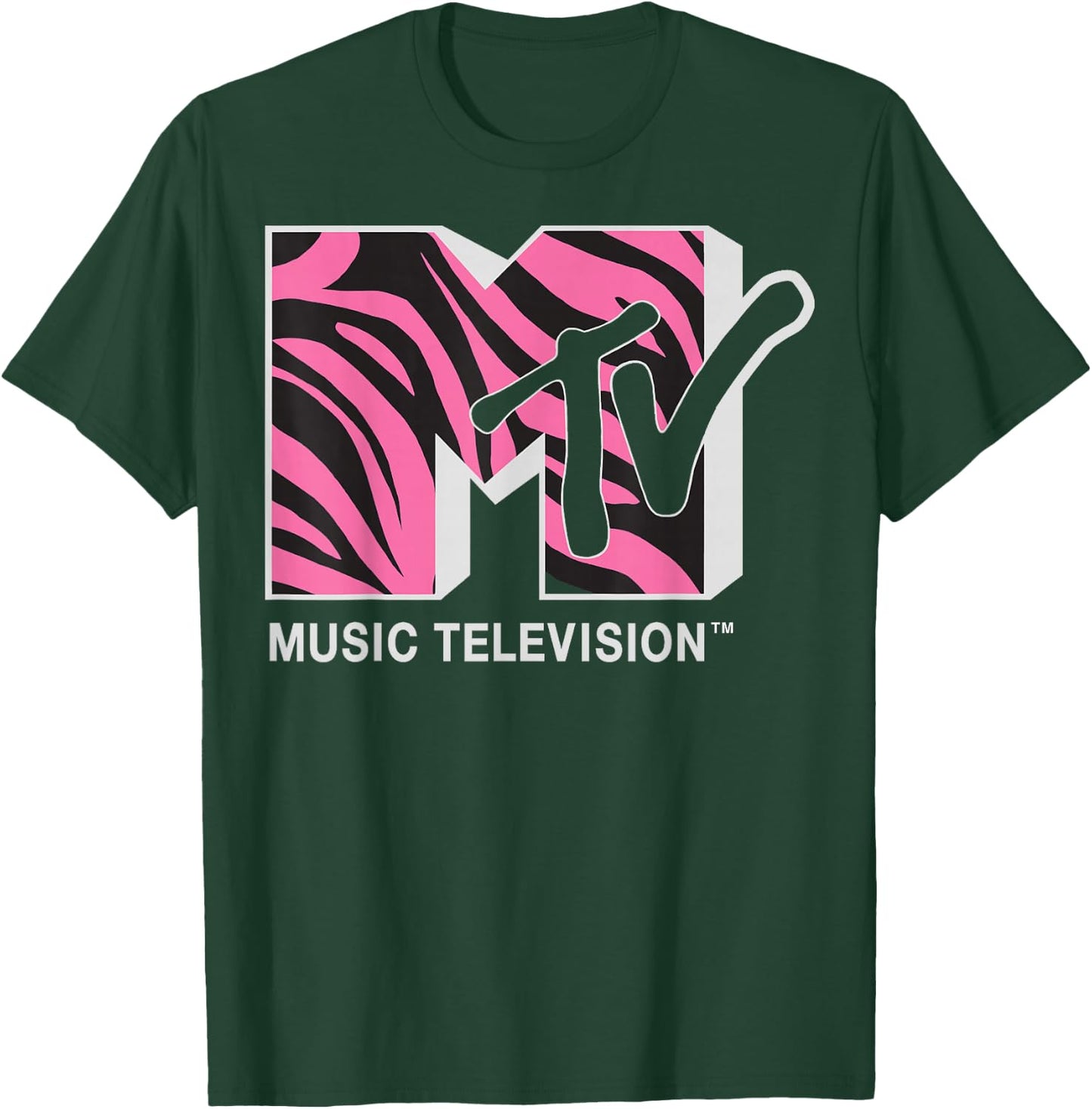 MTV Pink and Black Zebra Logo Graphic T-Shirt - T-Shirt | Forest