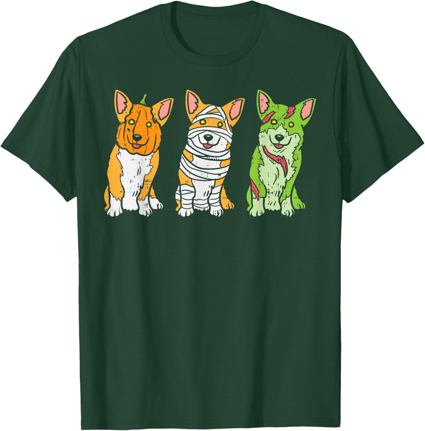 Pumpkin Mummy Zombie Welsh Corgi Dog Cute Halloween Pet Gift T-Shirt - T-Shirt | Forest
