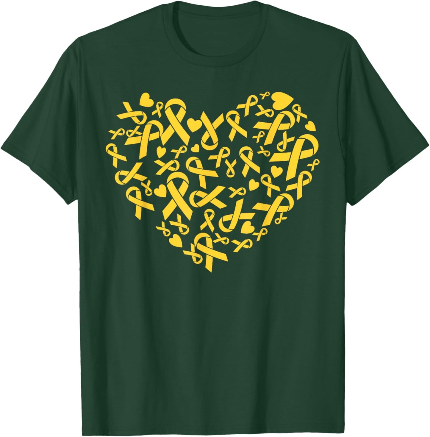 Endometriosis Awareness Month Heart Yellow Ribbon Support T-Shirt - T-Shirt | Forest