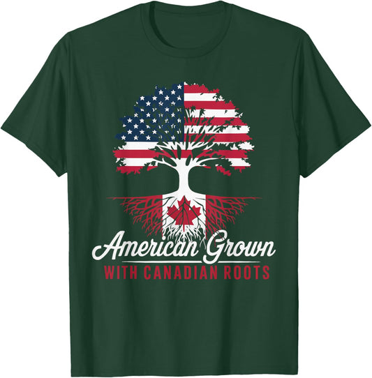 Half American Half Canadian USA Flag Canada America T-Shirt - T-Shirt | Forest
