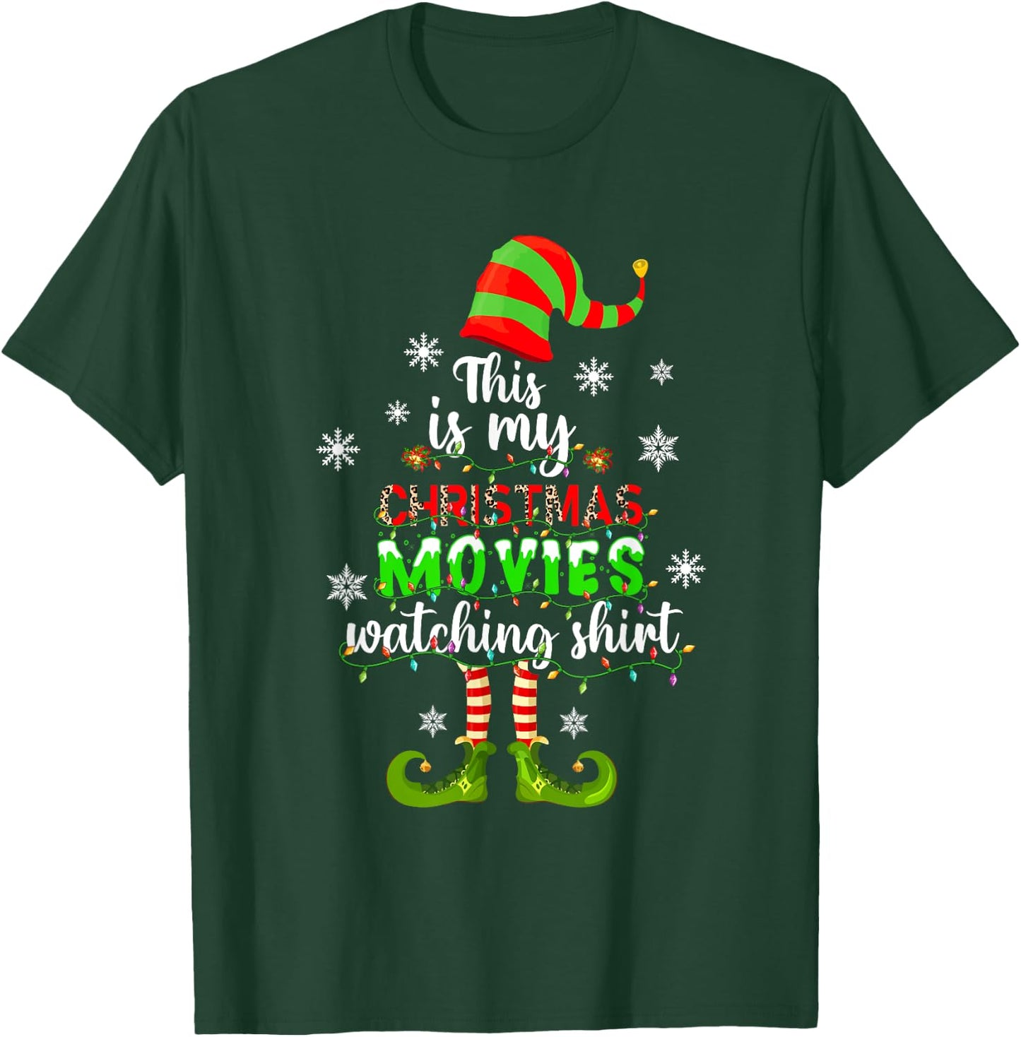 This Is My Christmas Movies Watching Shirt Xmas Elf Ornament T-Shirt - T-Shirt | Forest