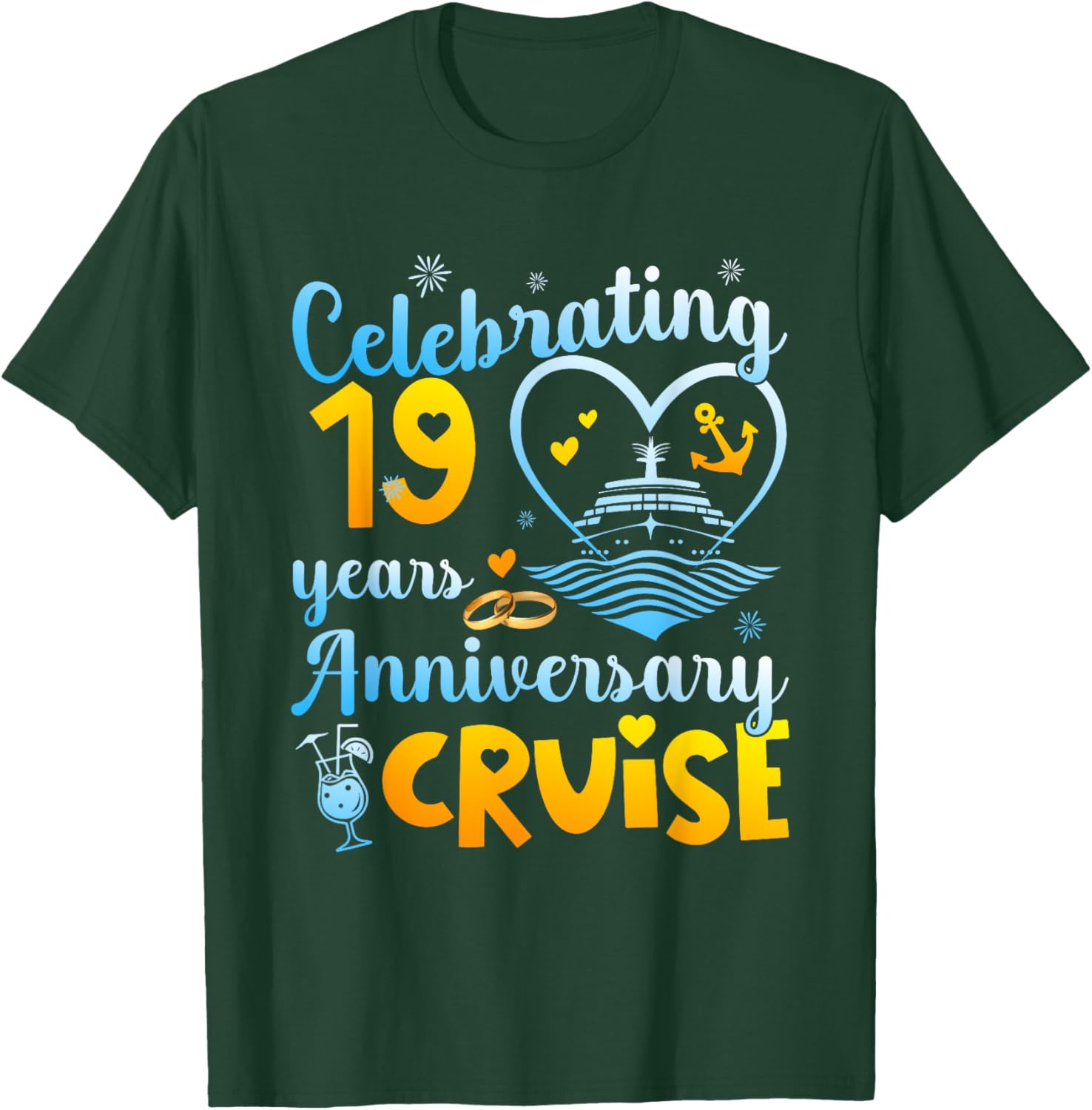 Celebrating 19 Years Anniversary Cruise 19th Anniversary T-Shirt - T-Shirt | Forest
