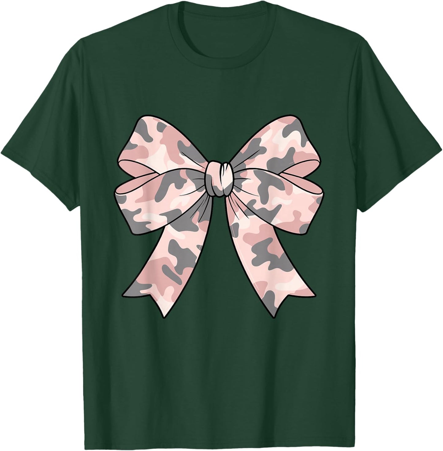 Camouflage Old Camo Bow Camo Coquette Bow Hunting Women Girl T-Shirt - T-Shirt | Forest
