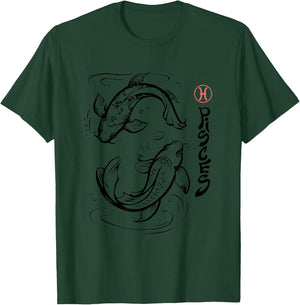 Zodiac Pisces Astrology Star Sign Graphic Japanese Koi Fish T-Shirt - T-Shirt | Forest