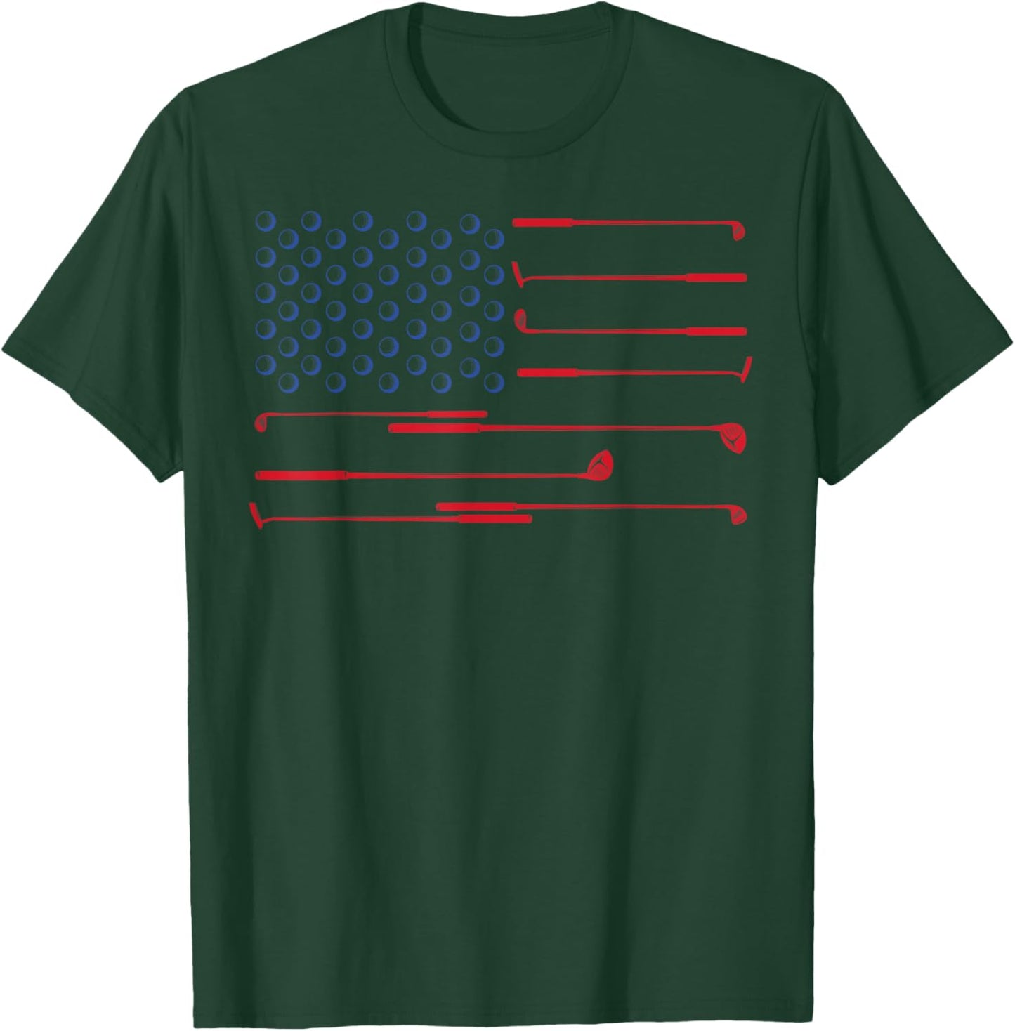 American Flag Golf Club Patriotic 4th of July Memorial Day T-Shirt - T-Shirt | Forest