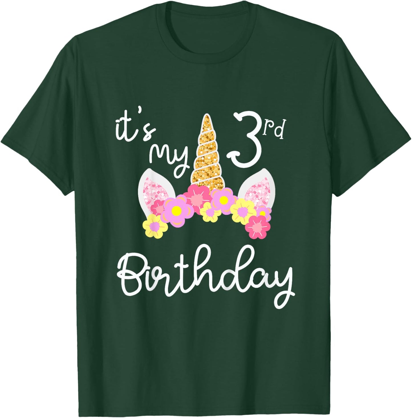 It's My 3 rd Birthday Three Year's Old Unicorn T-Shirt - T-Shirt | Forest