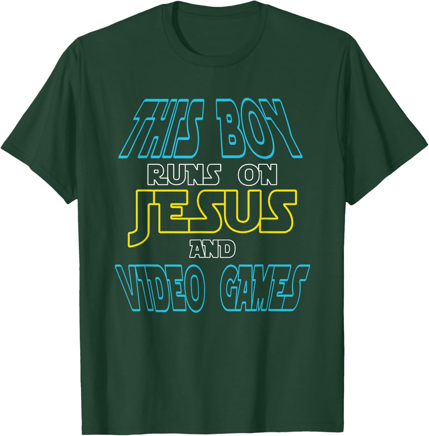 This Boy Runs On Jesus And Video Games Shirt Christian Gift T-Shirt - T-Shirt | Forest