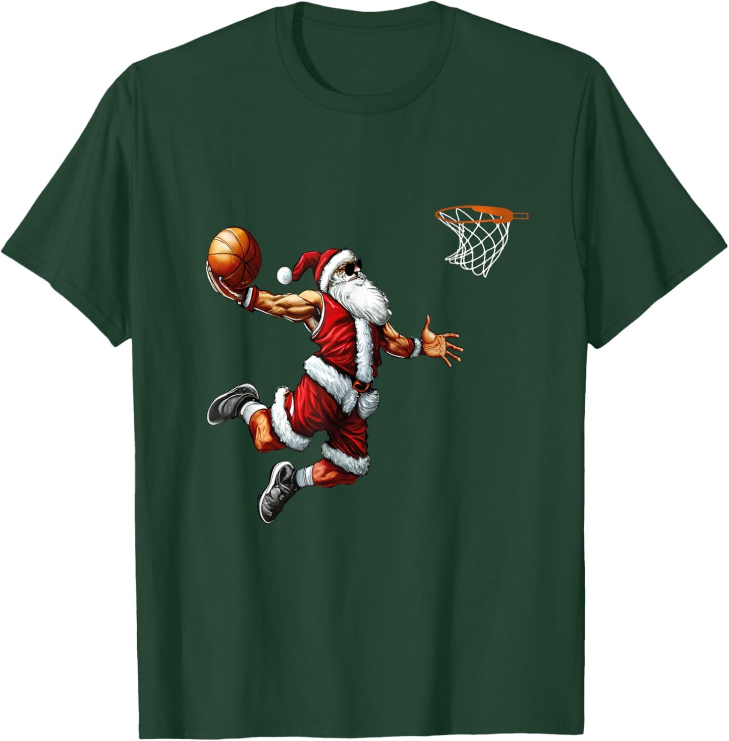 Santa Playing Basketball Christmas T-Shirt - T-Shirt | Forest