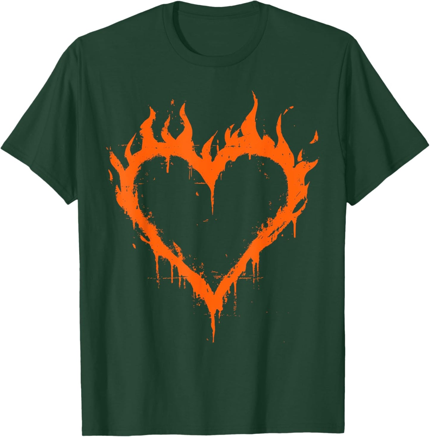 Burning Heart Y2K Grunge T-Shirt - T-Shirt | Forest