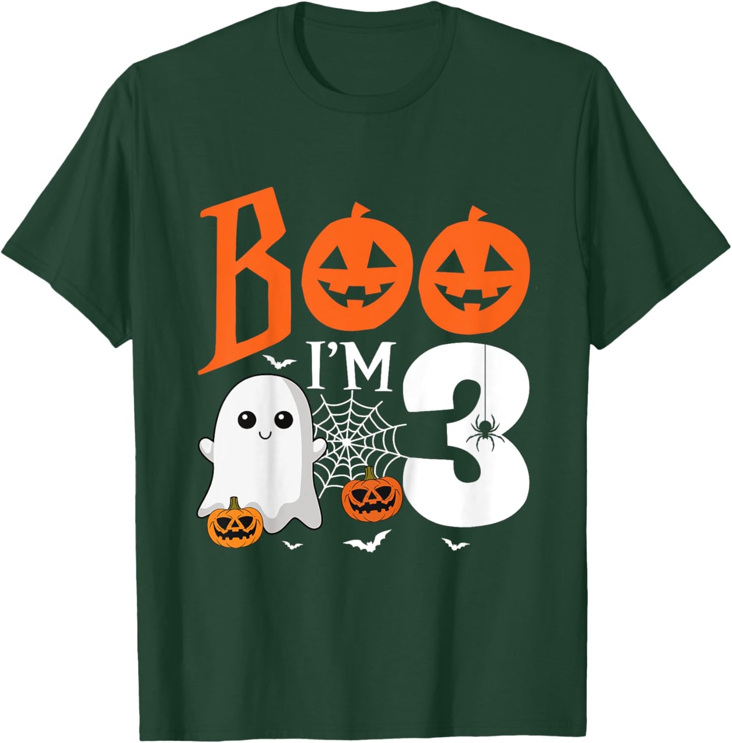 Kids Boo I'm 3 Yr Old 3rd Birthday Halloween Girl Boy Costume T-Shirt - T-Shirt | Forest
