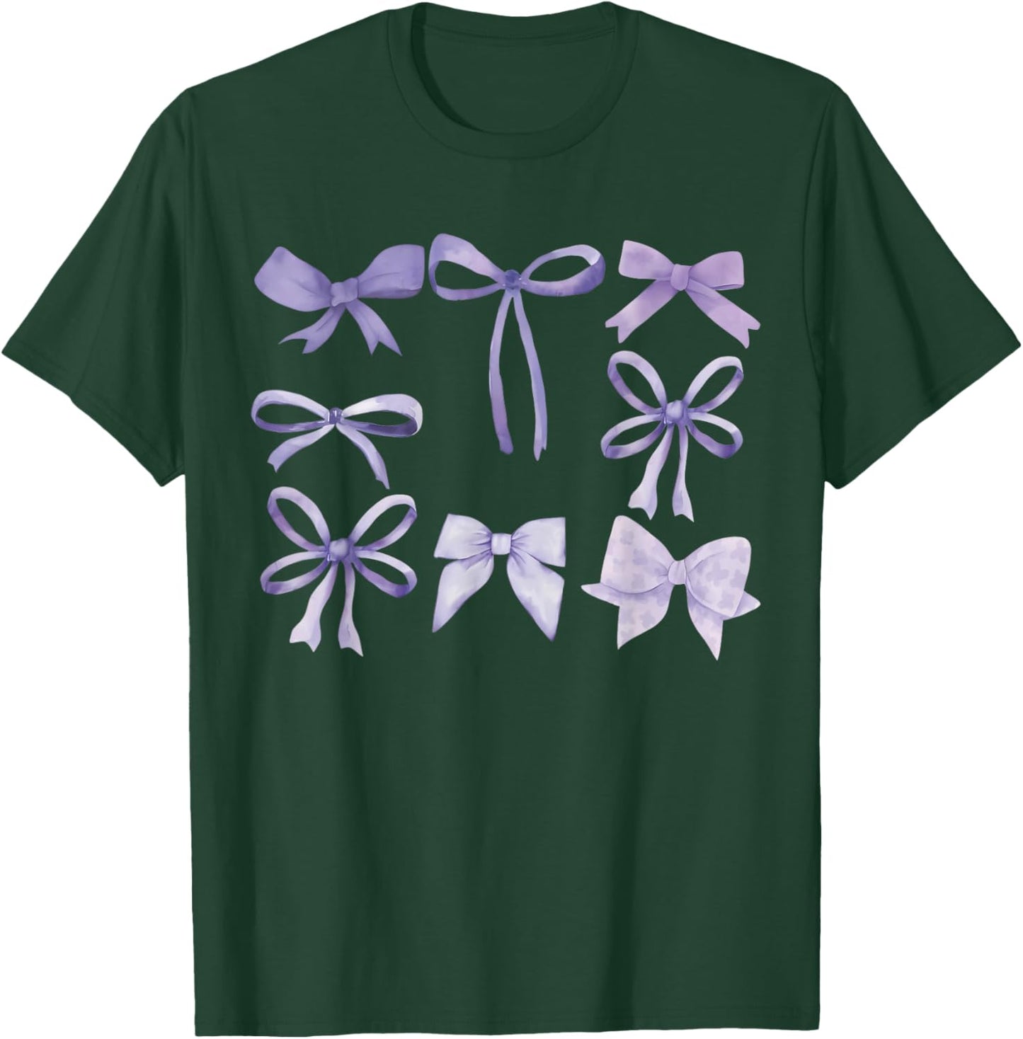 Purple Bow and Ribbon Cute Graphic T-Shirt - T-Shirt | Forest
