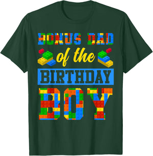 Bonus Dad Of The Birthday Boy Building Block Bday Party T-Shirt - T-Shirt | Forest