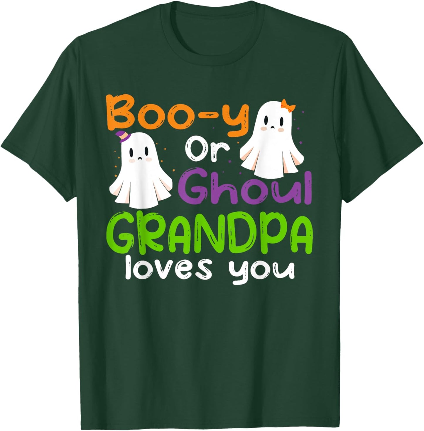 Halloween Booy Or Ghoul Grandpa Gender Reveal baby shower T-Shirt - T-Shirt | Forest
