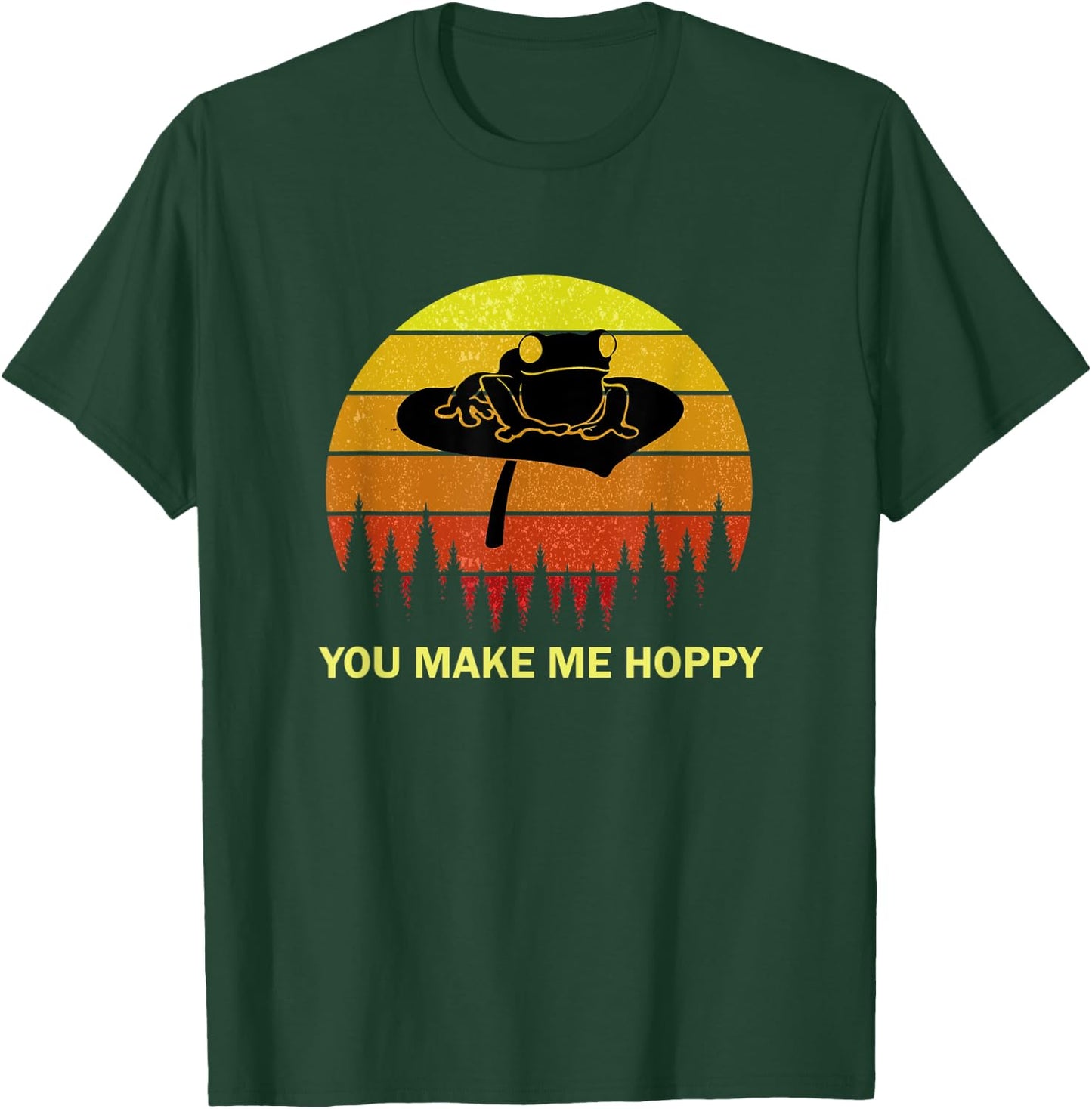 You Make Me Hoppy Frog Toad Lover Funny Pun Quote Silhouette T-Shirt - T-Shirt | Forest