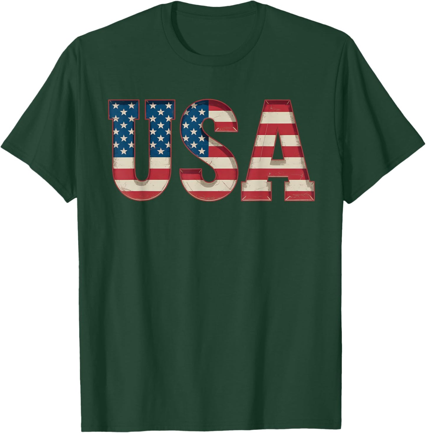 USA US Flag Patriotic 4th of July America Men Women Kids T-Shirt - T-Shirt | Forest