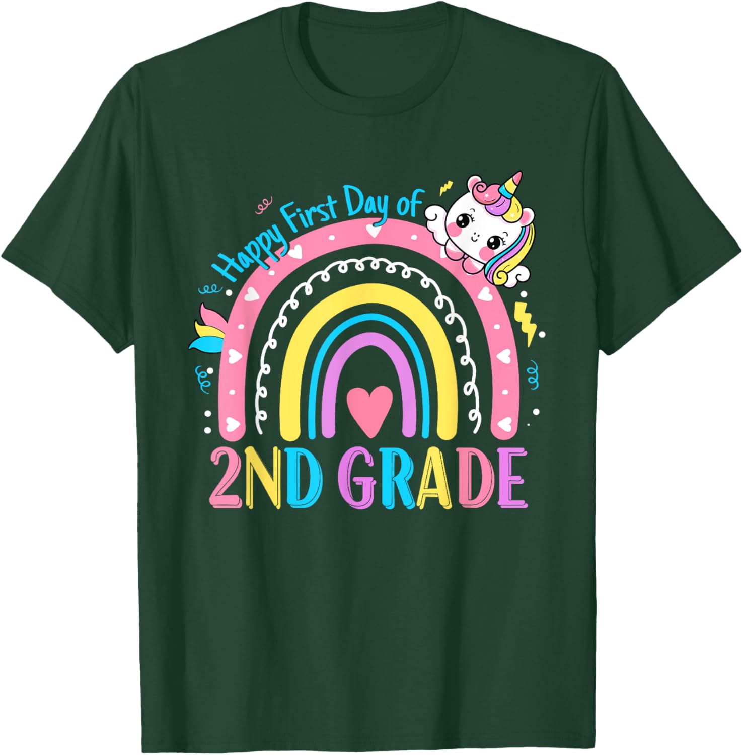Second Grade First Day to School 2nd Grade Unicorn Girl Kids T-Shirt - T-Shirt | Forest