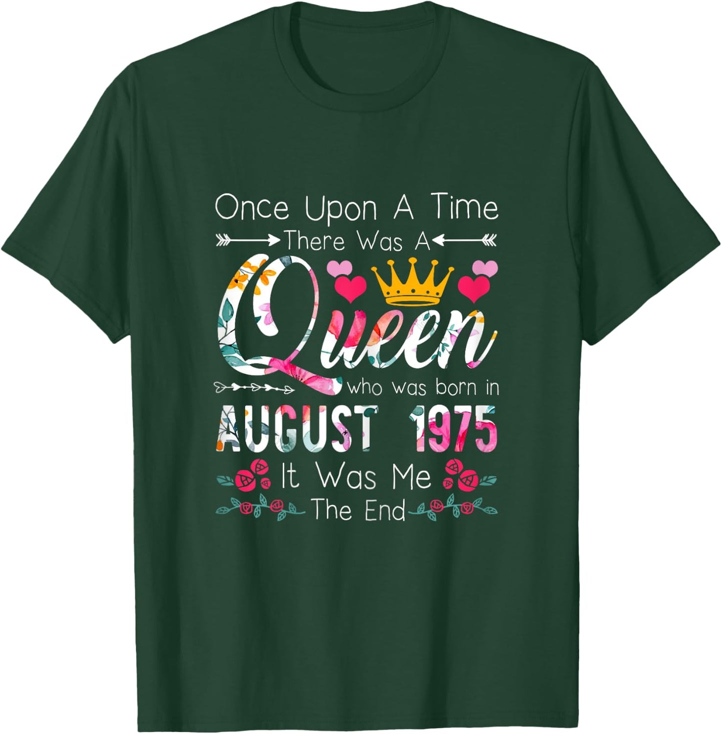45 Year Old Birthday Girls 45th Birthday Queen August 1975 T-Shirt - T-Shirt | Forest