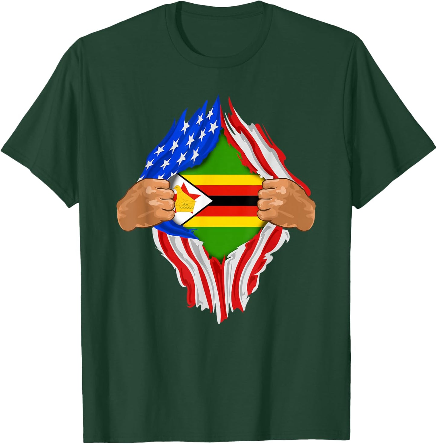 Zimbabwean Blood Inside Me | Zimbabwe Flag Gift T-Shirt - T-Shirt | Forest