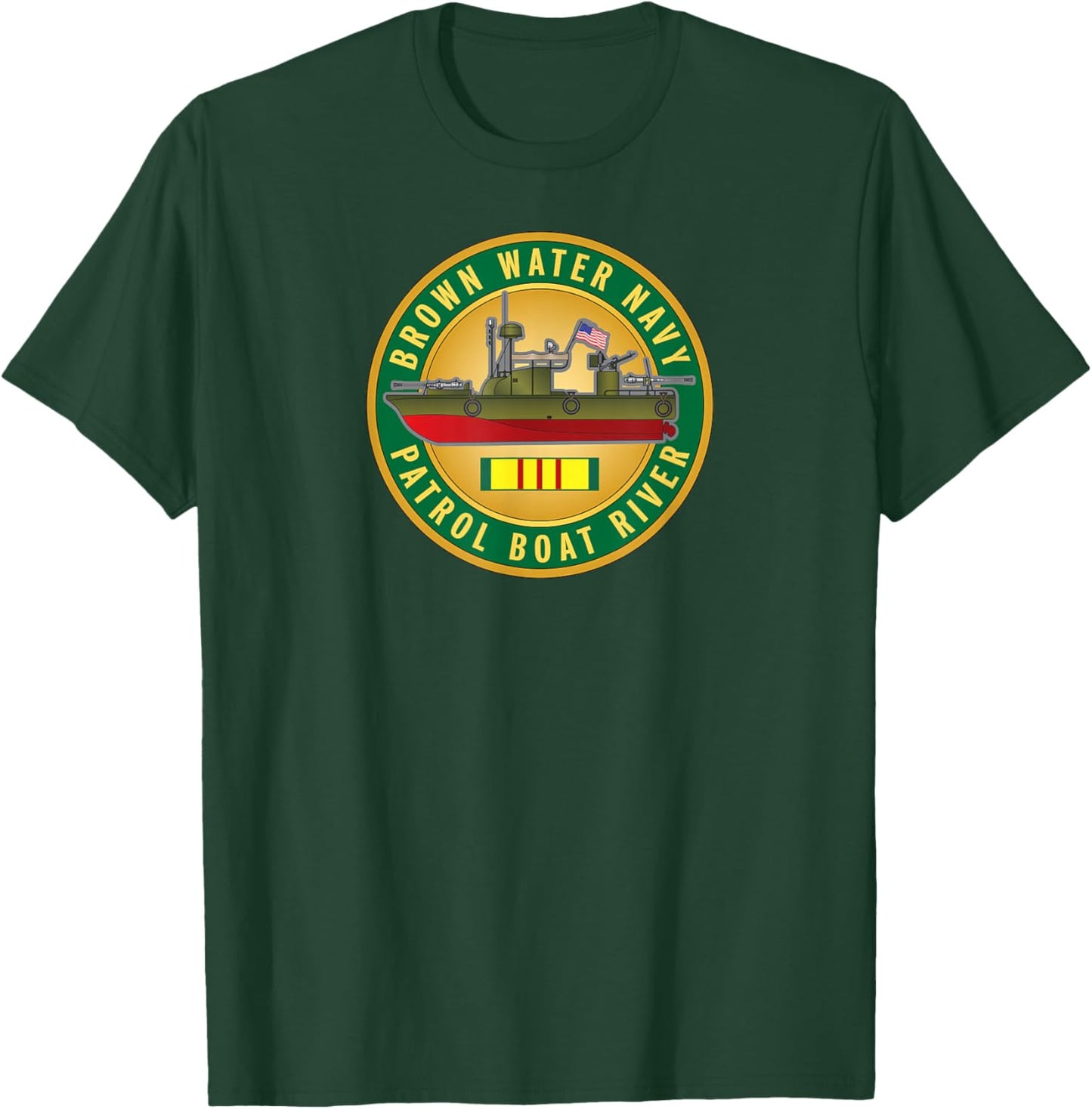 MEDALS OF AMERICA EST. 1976 Brown Water Navy Patrol Boat River T-Shirt - T-Shirt | Forest