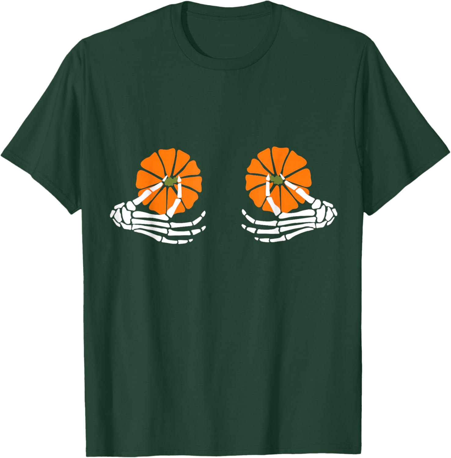 Boobs Pumpkin Skeleton Hand Halloween T-Shirt - T-Shirt | Forest