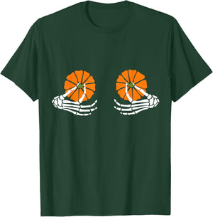 Boobs Pumpkin Skeleton Hand Halloween T-Shirt - T-Shirt | Forest