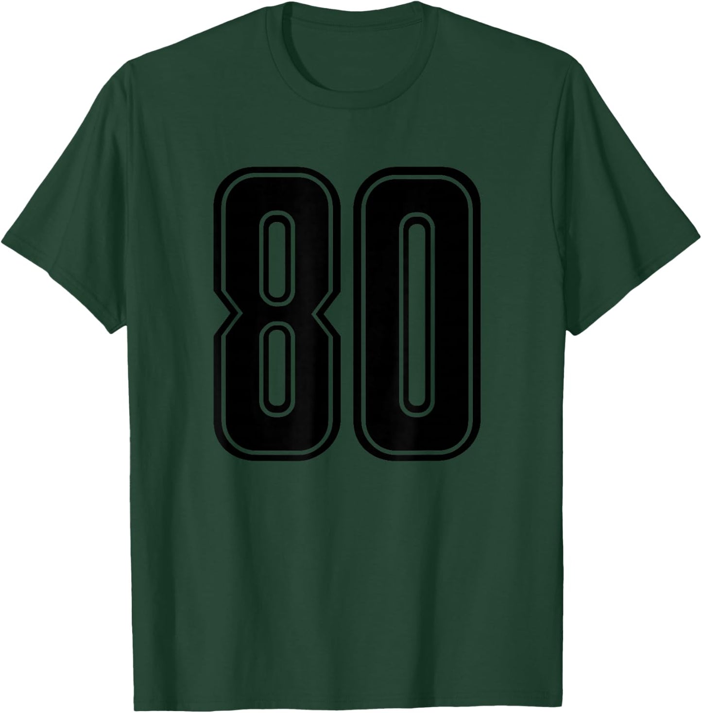 Number #80 Black Sport Number 80 T-Shirt - T-Shirt | Forest