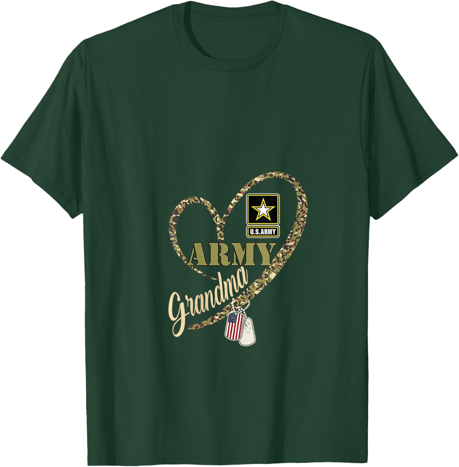 Proud Grandma Clothing Funny Military Heart Camouflage V-Neck T-Shirt - T-Shirt | Forest