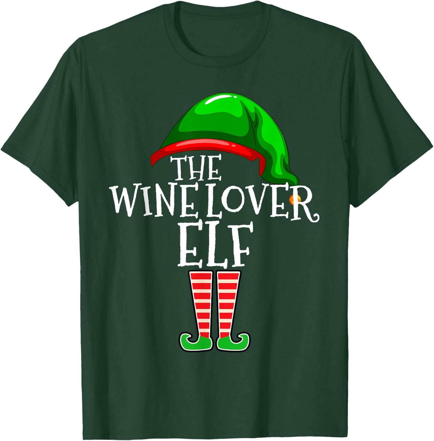 Wine Lover Elf Group Matching Family Christmas Gift Drinking T-Shirt - T-Shirt | Forest
