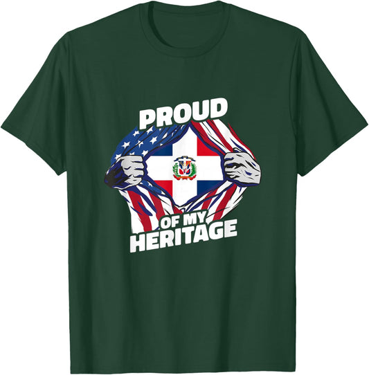 Proud of My Heritage - Dominican Republic American Flag T-Shirt - T-Shirt | Forest