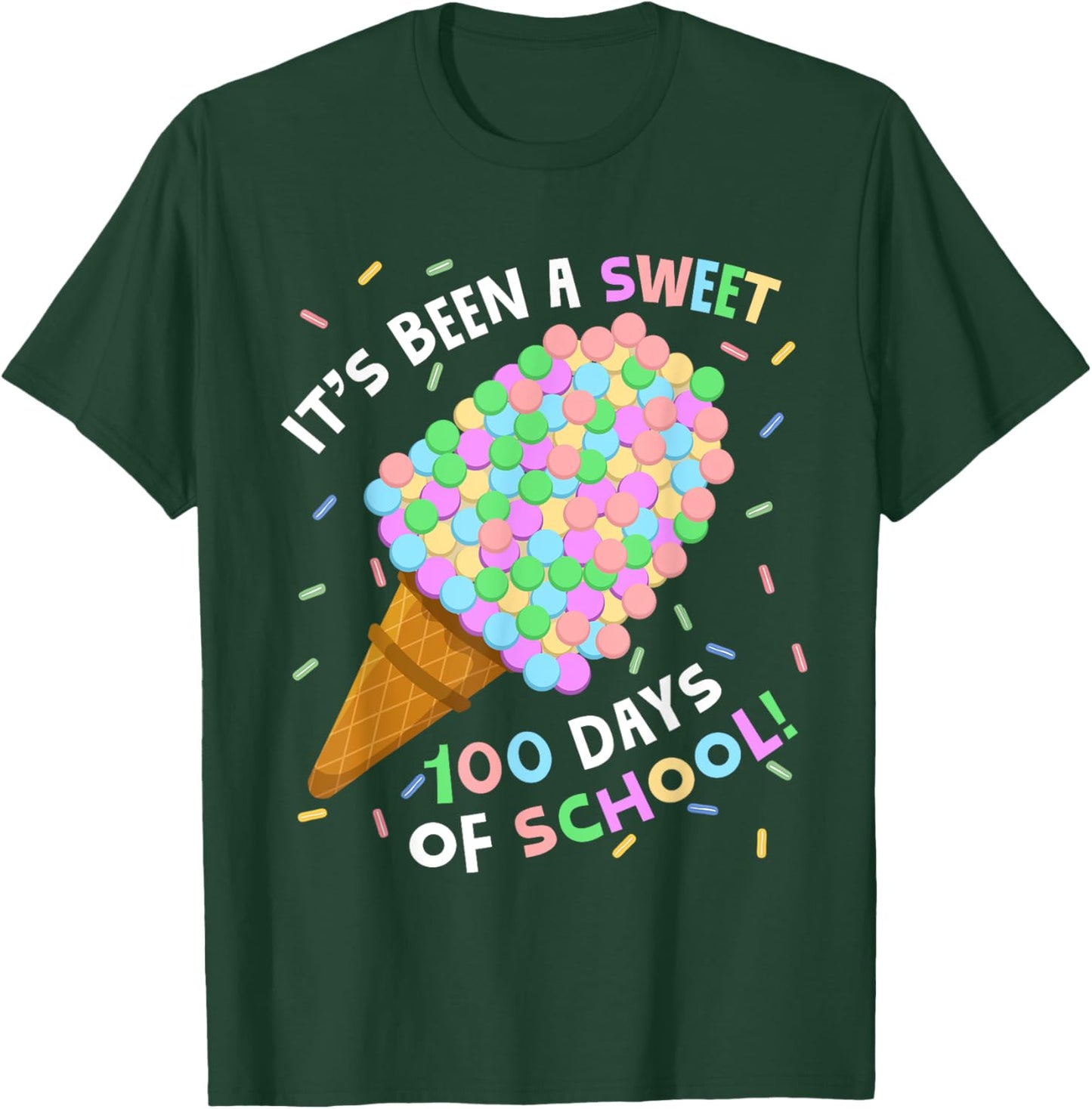 Its Been A Sweet 100 Days of School Ice Cream 100th Day Girl T-Shirt - T-Shirt | Forest