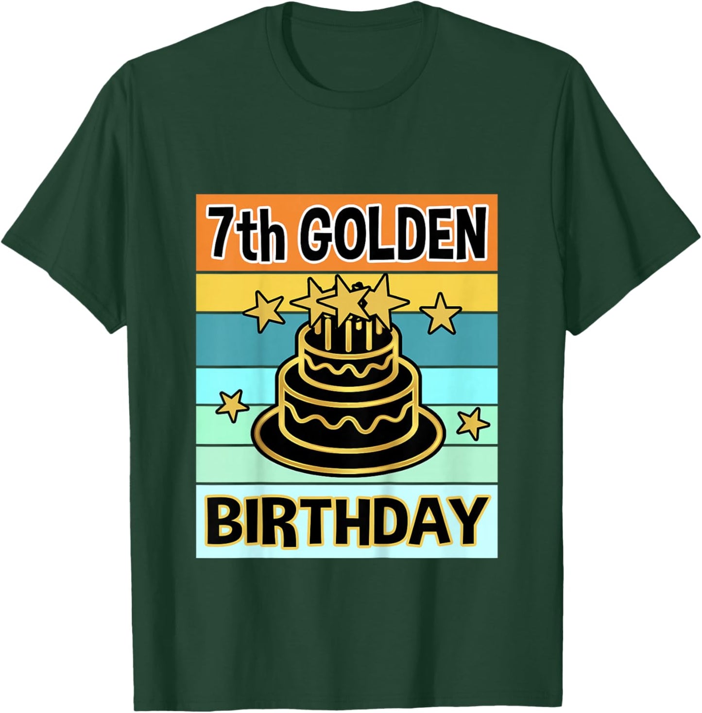 Kids 7th Golden Birthday Shirt My Birthday Golden Boys Girls T-Shirt - T-Shirt | Forest