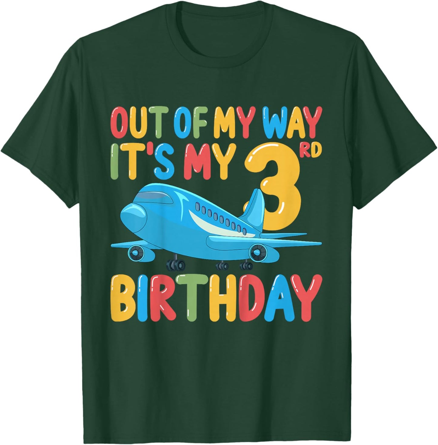 Out Of My Way It's My 3rd Birthday Airplane 3 Years Old Kids T-Shirt - T-Shirt | Forest