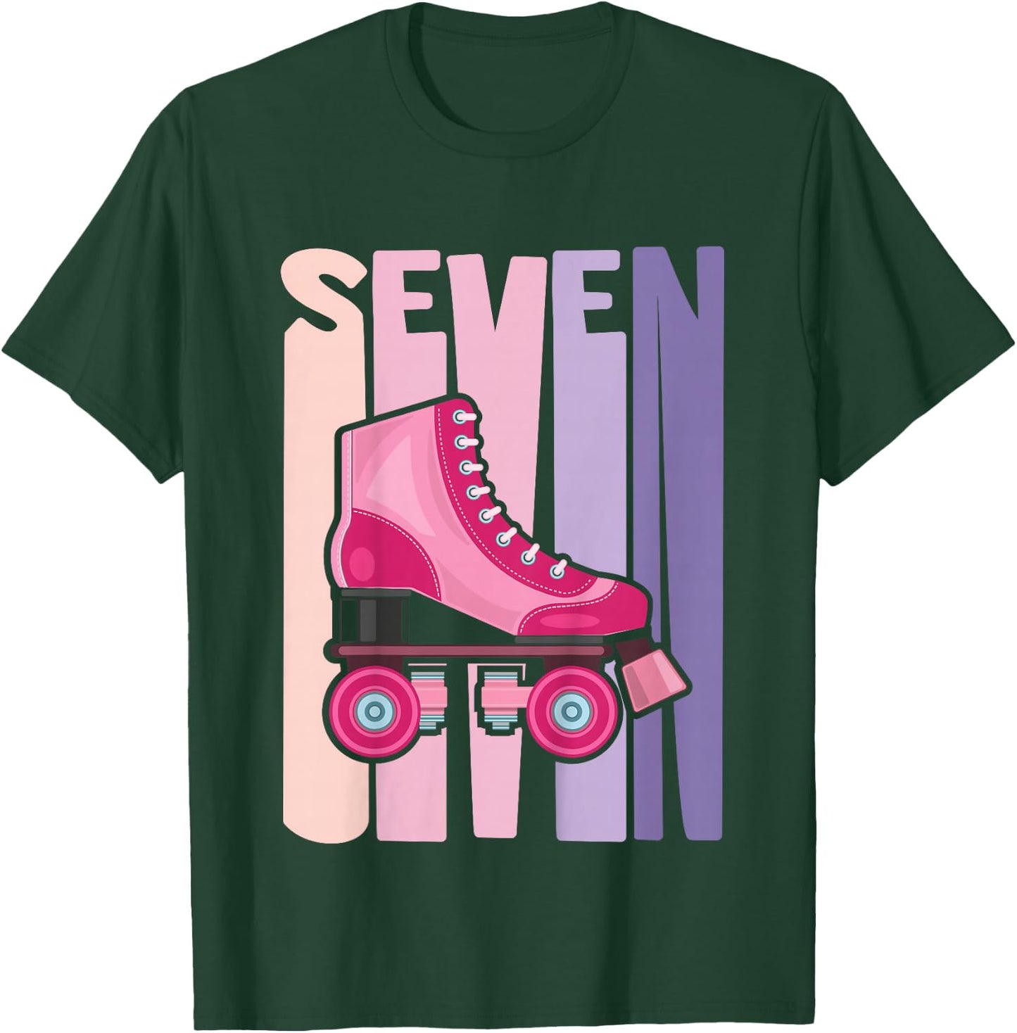 7 Year Old Cute Roller Skating Birthday Girl 7th B-Day T-Shirt - T-Shirt | Forest