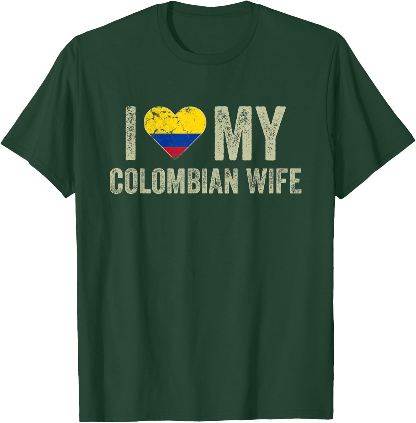 I Love My Colombian Wife Colombia Flag Funny Husband T-Shirt - T-Shirt | Forest
